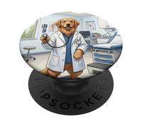 Retriever Doctor Medical Dog Funny Design PopSockets Adhesive PopGrip