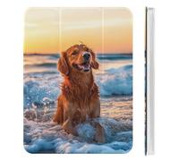 Retriever Dog Beach Sunset Compatible with iPad Mini 4/5/6 Cute Tablet Case with Pencil Holder Slim Hard Protective Cover