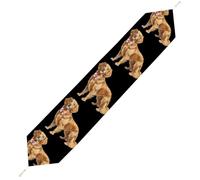 Retriever Dog with Bow Tie Table Runner with Tassels Soft Plush Kitchen Dining Table Cover Decor for Home Kitchen Holiday