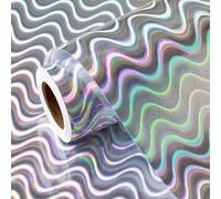 Retrify Holographic Foil Wrapping Paper, Silver Wavy Design Thick Gift Wrap Paper Roll for Wedding Bridal Shower Birthday Christmas New Year Celebration - 17 Inches x 32.8 Feet, Sliver Wave