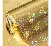 Retrify Holographic Wrapping Paper Roll, Thick Gift Wrap Paper Mini Roll 17 Inches x 32.8 Feet - Silver Santa Claus/Snowflakes/Reindeer/Bells Design for Christmas New Year Holiday