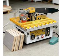 RETRIN 1200W Portable Woodworking Edge Banding Machine, Curved & Straight Dual Use Auto Cut-Off, Dual-Side Gluing, Variable Speed & Smart Temp Control A