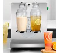 RETRIN Automatic Milk Tea Shaker,Stainless Steel Smoothie Shaker Machine,Double-Headed Design,Adjustable Speed,with 2x1000ml PC Cups and Smart Timer,for Bubble Tea & Coffee Shops