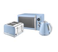 1.5L Kettle, 4 Slice Toaster & 800W Microwave Retro Triple Pack Swan Blue One Size