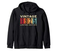 Retro 101 Year Old Vintage 1925 Limited Edition Birthday Zip Hoodie