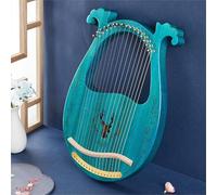 Retro 16 Strings Lyre Harp with Spare Strings, Tuning Wrench Lap Harp for Music Enlightenment Mini Harp Stringed Instrument(Blue)