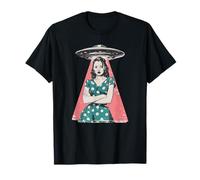 Retro 1950s UFO Abduction Woman Sci Fi Alien T-Shirt