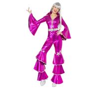 Retro 1970s Dancing Dream Costume Ladies Fancy Dress Waterloo 70s Queen S-M