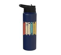 Retro 1970's Lincoln Nebraska Downtown Skyline Distressed Stainless Steel Insulated Water Bottle