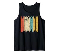 Retro 1970's Lincoln Nebraska Downtown Skyline Distressed Tank Top
