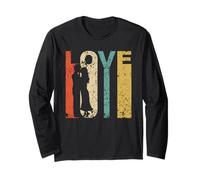 Retro 1970's Style Couple Kissing Silhouette Love Distressed Long Sleeve T-Shirt