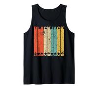 Retro 1970's Style Playing Card Suits Blackjack Distressed Tank Top