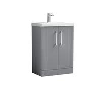 Balterley Floor Standing 2 Door Vanity Unit - Mid-Edge Basin 600mm, Satin Grey Balterley Grey