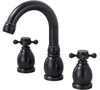 Retro 2-Handle Bathroom Faucet Hot & Cold Multifunctional Brass Sink Mixer 3-Hole Mixing Tap Vintage Black Finish Elegant andDesign