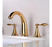Retro 2-Handle Wall-Mounted Bathroom Faucet 3-Hole Hot & Cold Mixer Tap Split Design Gold Finish Elegant Lavabo Fixture for Vintage Style Bathrooms