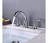 Retro 2-Handle Wall-Mounted Bathroom Faucet 3-Hole Hot & Cold Mixer Tap Split Type Lavabo Chrome Finish Vintage Design for Modern Bathrooms