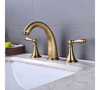 Retro 2-Handle Wall-Mounted Bathroom Faucet 3-Hole Mixer Tap for Hot & Cold Water Antique Style Lavabo Rubinetto Classic Split Design for Elegant Bathrooms