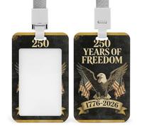 Retro 250th American Bald Eagle ID Badge Holder with Lanyard ID Holder