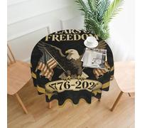 Retro 250th American Bald Eagle Printed Round Tablecloth,Dust-Proof Wrinkle Resistant Table Cover Washable Polyester Table Cloth For Kitchen Dining Room Farmhouse Picnic Indoor Outdoor(Round 60 Inch)