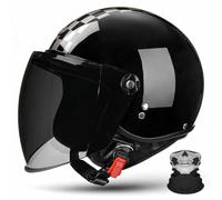 Retro 3/4 Open Face Motorcycle Half Helmet,ECE 22.06,Lightweight ABS,PU Leather/Gloss,Detachable Liner,with Face Scarf,Unisex for Cruiser Street Commuting,M-2XL(57-64cm)