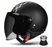 Retro 3/4 Open Face Motorcycle Half Helmet,ECE 22.06,Lightweight ABS,PU Leather/Gloss,Detachable Liner,with Face Scarf,Unisex for Cruiser Street Commuting,M-2XL(57-64cm)