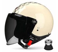 Retro 3/4 Open Face Motorcycle Half Helmet,ECE 22.06,Lightweight ABS,PU Leather/Gloss,Detachable Liner,with Face Scarf,Unisex for Cruiser Street Commuting,M-2XL(57-64cm)