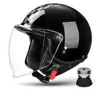 Retro 3/4 Open Face Motorcycle Half Helmet,ECE 22.06,Lightweight ABS,PU Leather/Gloss,Detachable Liner,with Face Scarf,Unisex for Cruiser Street Commuting,M-2XL(57-64cm)