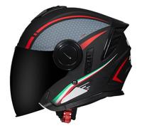 Retro 3/4 Open Face Motorcycle Helmet Removable Liner Moped Helmet with Dual Sun Visors Crash Helmet Suitable for Commuting and Outdoor Riding E,XL=(61-62CM)