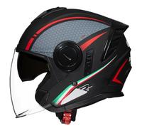 Retro 3/4 Open Face Motorcycle Helmet Removable Liner Moped Helmet with Dual Sun Visors Crash Helmet Suitable for Commuting and Outdoor Riding H,M=(57-58CM)