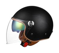 Retro 3/4 Open Face Motorcycle Helmet with Dual Visor DOT Approved Fmvss 218 Vintage Motorbike Leather Jet Helmet for Men Women Street Scooter Moped ATV,M=57-60cm,Style6