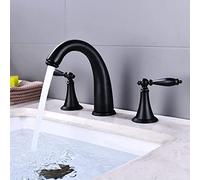 Retro 3-Hole Bathroom Sink Faucet Wall-Mounted Hot & Cold Mixer Tap Split Type Black Finish - Stylish &Design for Modern Bathrooms