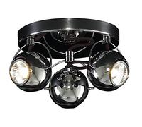Retro 3 Way Ceiling Light Adjustable Eyeball Spot Lamp (Black Gloss Chrome)