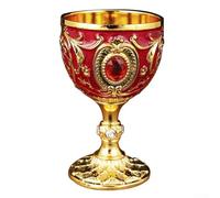Retro 30ml Vintage Metal Cup for Champagne Serving Tableware Decor Garnish Container and Condiment Presentation (Gold and Red)
