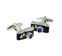 Retro 35mm Camera with Blue Tint Lens Cufflinks Presented in a Box