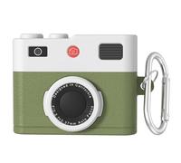 Retro 3D Camera Protective Silicone Skin Case Cover for Airpods 4, With Keychain Silicone All-inclusive Earphone Shell (Green)