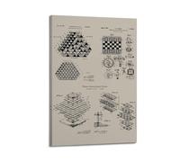 Retro 3D Chess Board Technical Drawing Art Poster for Collector Study Decor Poster Decorative Painting Canvas Wall Posters And Art Picture Print Modern Family Bedroom Decor Posters 08x12inch(20x30cm)