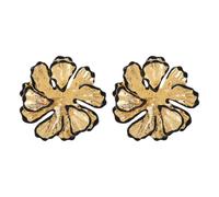 Retro 3D Flower Stud Earrings - Gold & Black Folded Petal Statement Jewelry, Exaggerated Temperament Earrings for Women