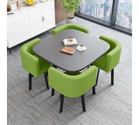 Retro 4-Piece Dining Set: 80cm Square Table & 4 Chairs Stylish Coffee Table for Living Room Office Dining Room Kitchen - Elegant Home Furniture Combo