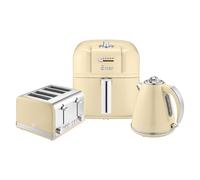Retro 4 Slice Toaster, Cordless Kettle and Air Fryer Bundle in Cream