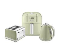 Retro 4 Slice Toaster, Cordless Kettle and Air Fryer Bundle in Green