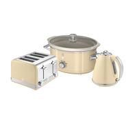 1.5L Kettle, 4 Slice Toaster & 3.5L Slow Cooker Retro Triple Pack Swan Cream One Size