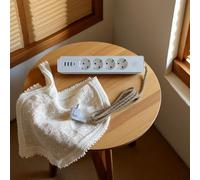 Retro 4-Way Extension Cable 2 m with Braided Fabric Jacket - 16A Vintage Power Strip, Twisted Textile Cable, Nostalgic Design, TUV/GS/CE Tested - in 5 Elegant Colours (Victorian Vanilla)