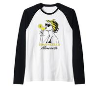 Retro 50s Style Italian Woman Drinking Limoncello Liqueur Raglan Baseball Tee