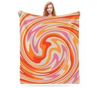 Retro 60s 70s 80s Pink and Orange and Yellow Color Flannel Fleece Blanket Lightweight Cozy Bed Soft Throw Blanket Fit Couch Sofa for for Home Bedding Living Room Traveling Camping 50 X40