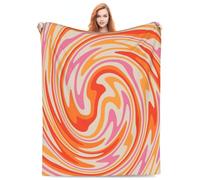 Retro 60s 70s 80s Pink and Orange and Yellow Color Throw Blanket Blanket Lightweight Cozy Soft Flannel Fleece Blanket for Home Bedding Living Room Traveling Camping 40"X50"