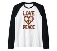 Retro 60's 70's Flower Power Groovy Love Peace Hippie Raglan Baseball Tee