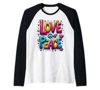 Retro 60's 70's Flower Power Groovy Love Peace Hippie Raglan Baseball Tee