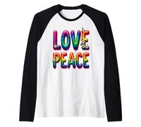 Retro 60's 70's Flower Power Groovy Love Peace Hippie Raglan Baseball Tee