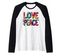 Retro 60's 70's Flower Power Groovy Love Peace Hippie Raglan Baseball Tee