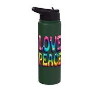 Retro 60's 70's Flower Power Groovy Love Peace Hippie Stainless Steel Insulated Water Bottle